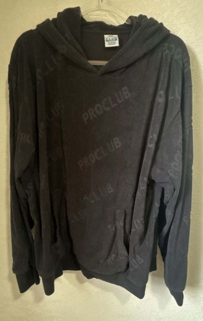 Pro Club Fleece Hoodie Mens Medium Black Long Sleeve Drawstring Hoodie with Pro